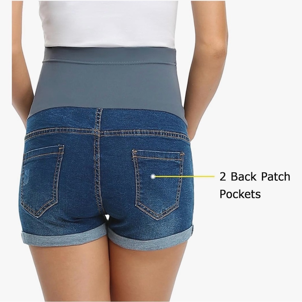 Blue Denim Maternity Shorts - Picture 4 of 6